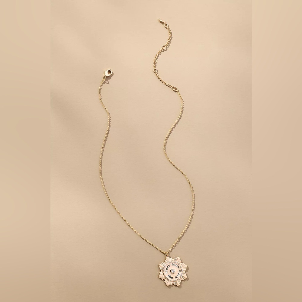 Anthropologie | Cruved Sun Pendant Necklace Gold Celestial